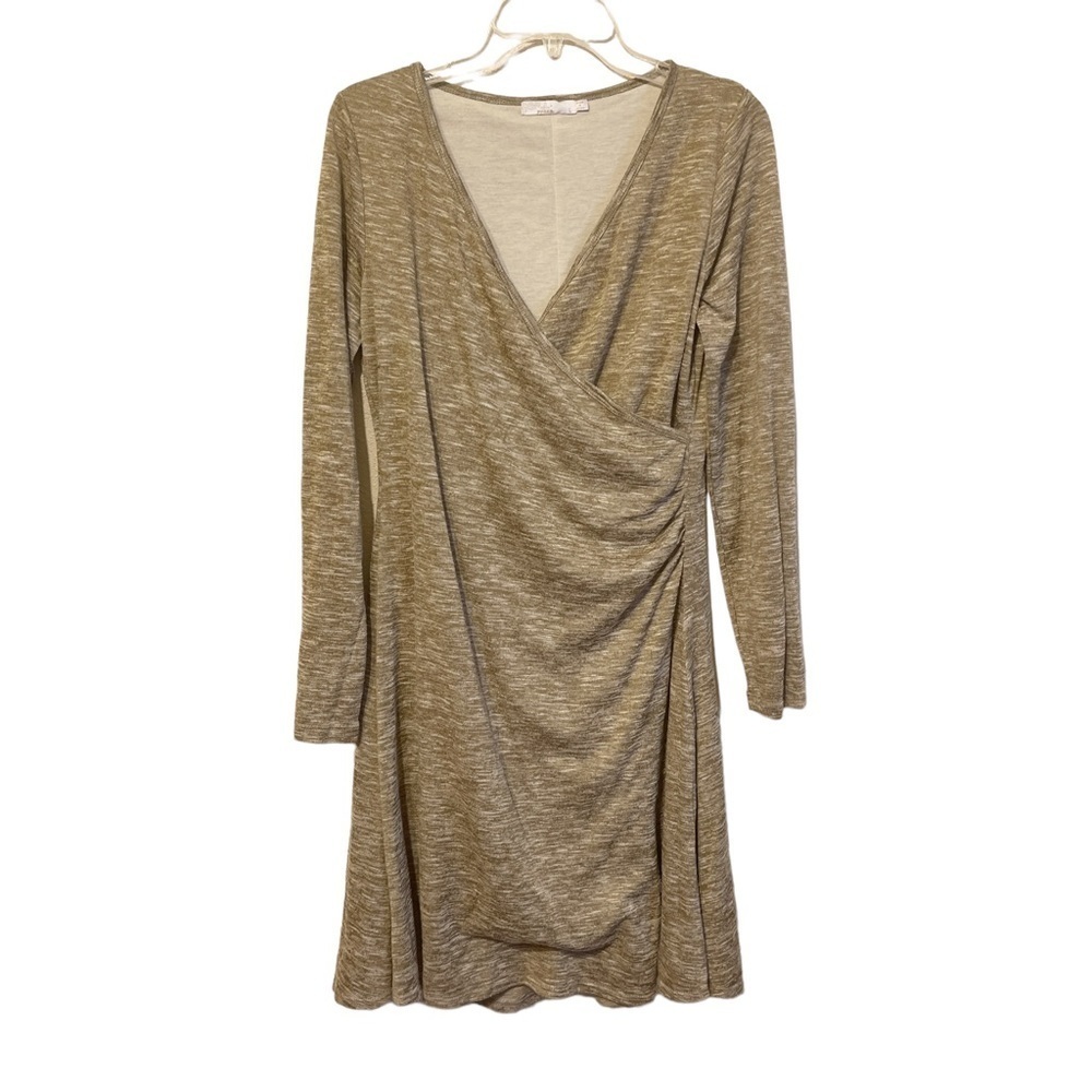 PrAna Olive Green Nadia Faux Wrap Long Sleeve Dress Women's Large
